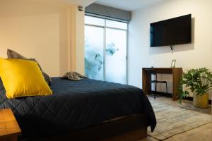 Krevet ili kreveti u jedinici u objektu Xochimilco - Suite 3 de Lujo en la Nápoles Cama King Size