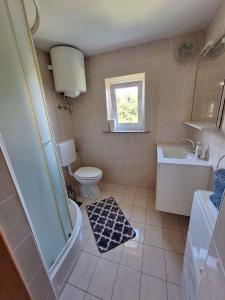 y baño con ducha, aseo y lavamanos. en Holiday home in Metlika - Kranjska (Krain) 45879, en Metlika