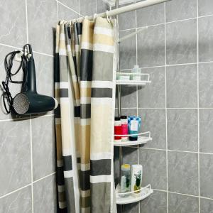 una cortina de ducha colgando en un baño en LUXURY STAY, en Santiago
