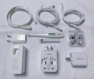 a group of electronic items sitting on a table at Nissei Hotel Fukuoka in Fukuoka