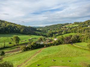 an aerial view of a field with sheep grazing at Down Farm Manor in Stroud