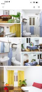 a collage of different pictures of a bathroom at The Global Nomad Apt Centrally Located in Kathmandu