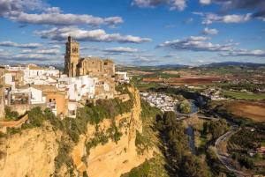 una ciudad en la cima de una montaña con una ciudad en Casa Campiña Jerezana 