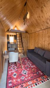 a living room with a couch and a table at Bereke Kolsay Resort in Saty