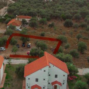 an aerial view of a house with an orange roof at Aria Prive in Himare