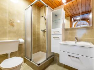a bathroom with a shower and a toilet and a sink at Apartment Alpenrose Apartment 4 by Interhome in Dietrichstein