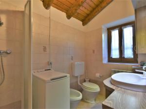 a bathroom with a toilet and a sink at Chalet Baita Lake View in Poira di Dentro +32 photos
