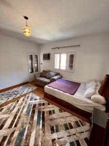 a bedroom with a large bed and a couch at Cozy holiday apartment in Maadi in Cairo