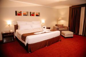 Cama ou camas em um quarto em Hotel Carrera