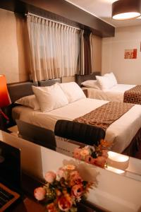 Cama ou camas em um quarto em Hotel Carrera