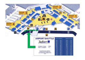una mappa del percorso della navetta aeroportuale al Ritz di Radisson Blu Hotel Amsterdam Airport, Schiphol a Schiphol