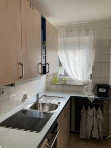 a kitchen with a sink and a window at Apartment Renz in Freudenstadt
