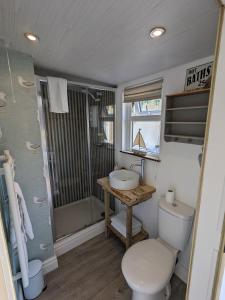 uma casa de banho com um WC e um lavatório em La Cachette em Blackpool