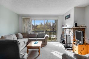 a living room with a couch and a fireplace at Olympic Loop 405S in Girdwood