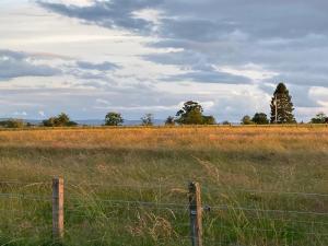 a fence in the middle of a field at The Hive at Bee Happy Breaks Scotland in Perth