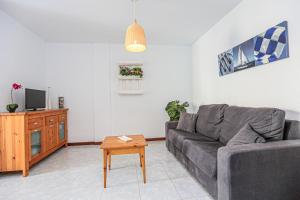 a living room with a gray couch and a table at La Riviera Litoral - ONLY FAMILIES in Miami Platja