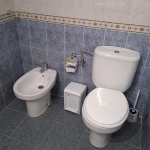 bagno con servizi igienici e lavandino di ALQUILO habitación en coqueto piso baño compartido a Torremolinos