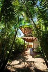 a wooden pavilion with palm trees around it at Achiotte by Masaya in Barichara