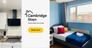 a small bedroom with a bed and a window at Cambridge Stays 3BR House-Garden-Free Parking-15 min to centre-5 min to motorway in Cambridge