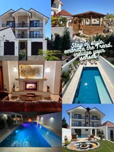 a collage of pictures of a swimming pool at TREND in Arad