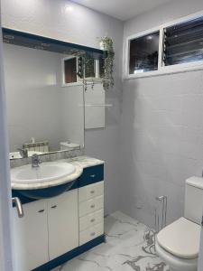 bagno con lavandino e servizi igienici di Apartamento Buenavista en Oviedo a Oviedo
