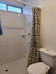 a bathroom with a toilet and a shower at Apartamento Tranquilo para Descansar in Sincelejo