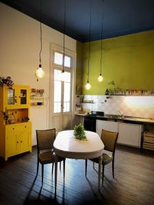 eine Küche mit einem Tisch und Stühlen im Zimmer in der Unterkunft CASA QUEER in Buenos Aires