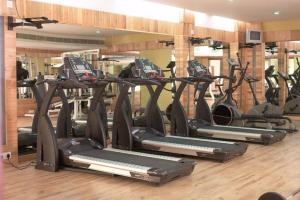a row of treadmills in a gym at Cambay Sapphire, Gandhinagar in Gandhinagar