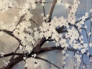 Una pintura de un árbol con flores blancas. en Charming City Bungalow en Jacksonville