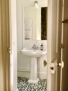 a bathroom with a sink and a mirror at Villa du Châtelet in Choisy-au-Bac