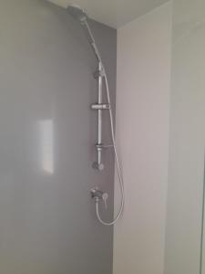 a shower with a shower head in a bathroom at camping la carabasse in Vias