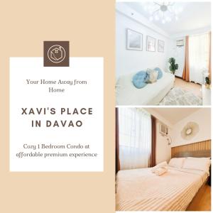 達沃市的住宿－Cozy 1BR Condo near Airport Davao City，一张带一张床的卧室的三幅照片拼贴