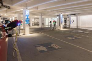 an empty parking garage with a traffic light in it at Hotel Bishops Arms Piteå in Piteå