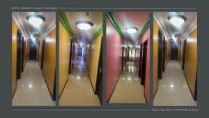 two pictures of a hallway in a subway train at Hotel Grand Palace Ampang in Ampang