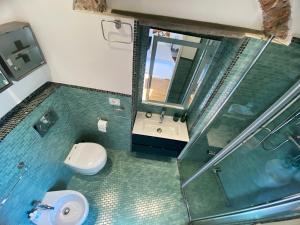 ein Bad mit einem WC, einem Waschbecken und einer Dusche in der Unterkunft La Casa della Torre in Pisa