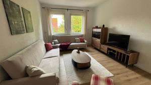 TV a/nebo společenská místnost v ubytování Bitterfelder Cityapartment im Dichterviertel