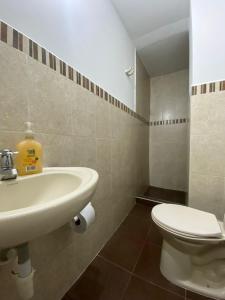 卡利的住宿－APARTAMENTO ESTADIO，一间带水槽和卫生间的浴室