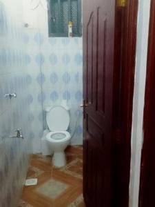 ein Bad mit einem weißen WC in einem Zimmer in der Unterkunft Peaceful Palace in Kisumu