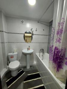 a bathroom with a toilet and a sink and a tub at Moldova Balți center in Bălţi