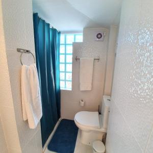 un piccolo bagno con servizi igienici e doccia di Studio with enclosed garden and wifi at Sagres a Sagres