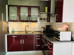 Kuchyň nebo kuchyňský kout v ubytování Apartment Am Paradies