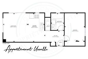 a black and white floor plan of an apartment website at Appartement Uccelli - Cocoon just a stone's throw from the centre of Megève in Megève