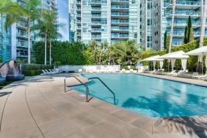 a swimming pool in the middle of a building at Luxury Condo in Marina del Rey with Pool in Los Angeles