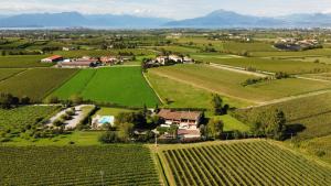 an aerial view of a farm in a field at Fenil Conter Cottage & Suite in Pozzolengo