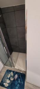 an empty room with a ceiling and a rug at Appartement proche Futuroscope in Saint-Julien-lʼArs
