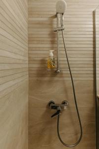 łazienka z prysznicem z głowicą prysznicową w obiekcie Augustin Apartment w mieście Arad