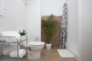 een badkamer met een toilet en planten in een douche bij SingularStays Seu Catedral in Valencia