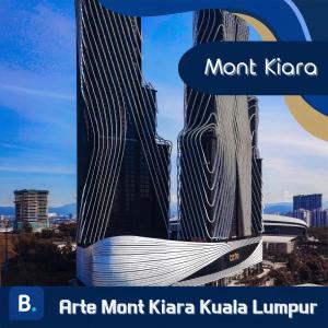 uma imagem da frente de um arranha-céus com as palavras mont katerina em Arte Mont Kiara Kuala Lumpur em Kuala Lumpur