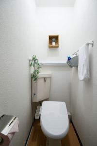 ein Badezimmer mit einer weißen Toilette und einem Waschbecken in der Unterkunft SouthHouseS札幌市中心部まで徒歩5分 in Sapporo