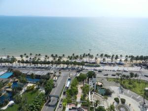 an aerial view of the beach and the ocean at Jomtien PLAZA Condotel in Jomtien Beach